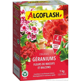 ALGOFLASH NATURASOL Engrais Géraniums, Fleurs de Massifs et Balcons - 1 kg