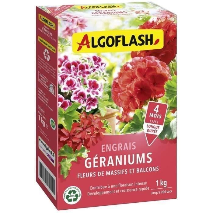 ALGOFLASH NATURASOL Engrais Géraniums, Fleurs de Massifs et Balcons - 1 kg