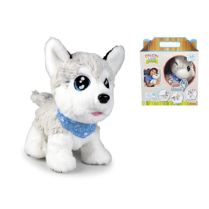Peluche Chi Chi Love Husky interactif - 30cm - 12 commandes vocales - 60 sons diffÈrents - des 4 ans