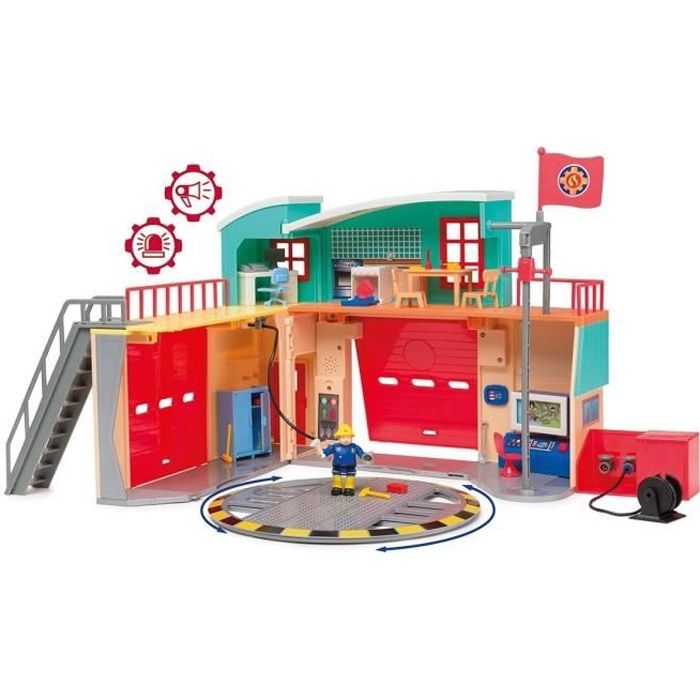 Caserne Sam le Pompier Pontypandy Smoby avec 1 figurine - Jouet pour enfant a partir de 3 ans