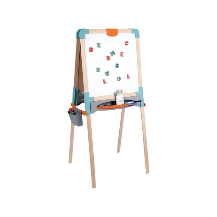 Smoby - Tableau en bois double face - Ardoise craie et Blanche magnétique - Pliable et hauteur ajustable - 80 accessoires - Dés 3ans