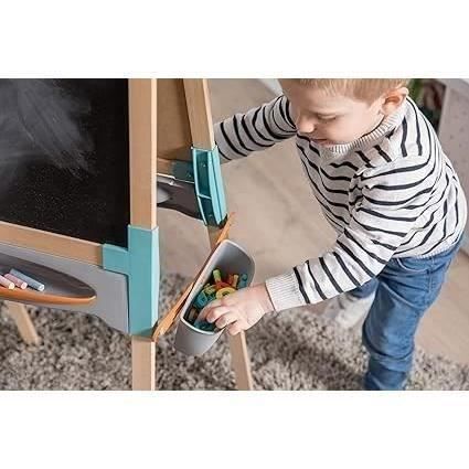 Smoby - Tableau en bois double face - Ardoise craie et Blanche magnÈtique - Pliable et hauteur ajustable - 80 accessoires - DÈs 3ans