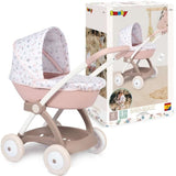Poussette Landau pour poupÈe Baby Nurse - Smoby - Avec nacelle et canopy en plastique - Rose et blanc