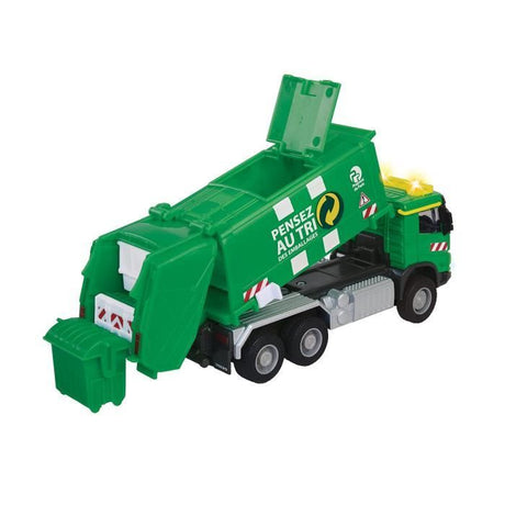 Camion Poubelle Volvo - MAJORETTE - Grand Série 19 cm - Échelle 1/43 - Portes ouvrantes, sons et lumieres - Des 3 ans