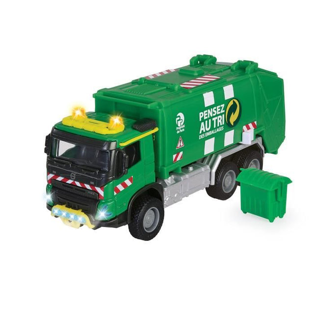 Camion Poubelle Volvo - MAJORETTE - Grand Série 19 cm - Échelle 1/43 - Portes ouvrantes, sons et lumieres - Des 3 ans