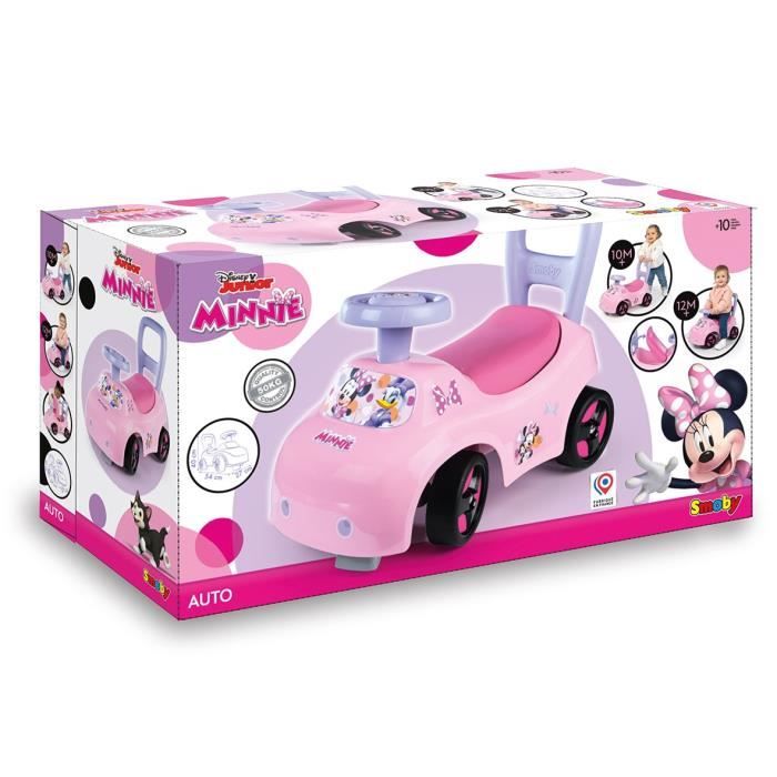 Smoby - Porteur auto enfant 2 en 1 - Minnie - Coffre sous la selle - Des 10 mois - Fabrication franÁaise