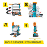 Garage City Flex - MAJORETTE - 3 niveaux - Station lavage, pompe, ascenseur- 5 véhicules inclus - Des 3 ans