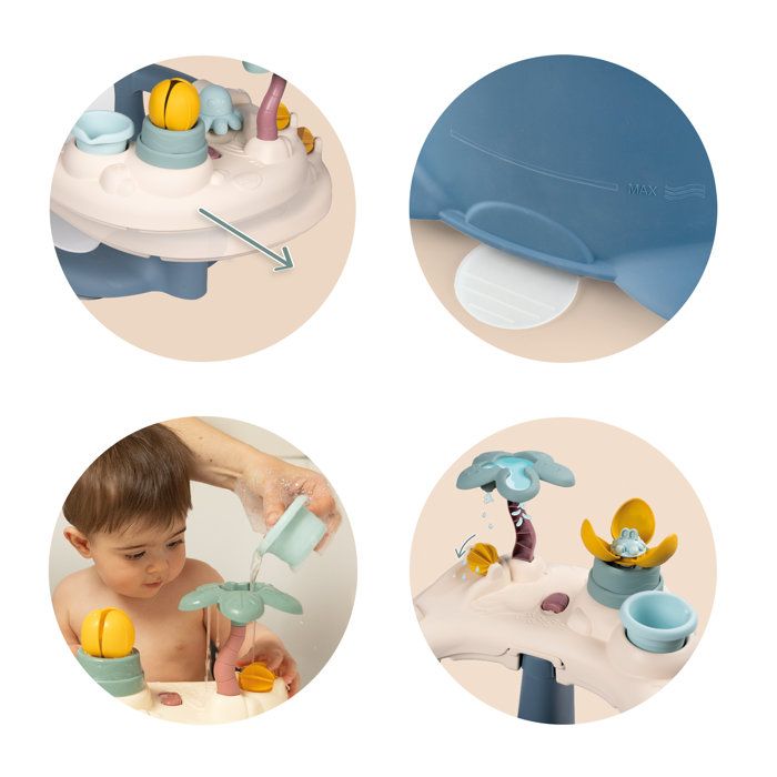 Little Smoby - Siege de bain et tablette d'activités réglable 2 en 1 - Des 6 mois