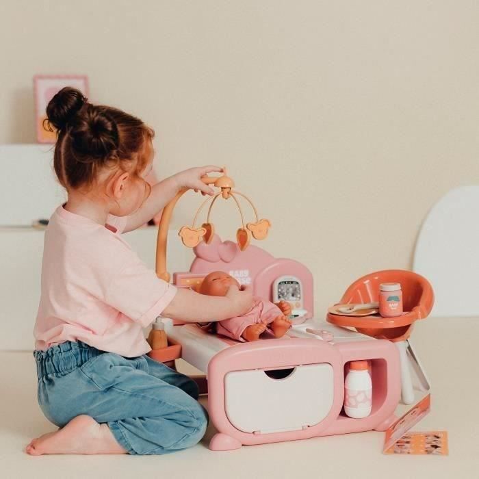 SMOBY - Baby Nurse - Nurserie Cocoon pour poupons - Nombreux Accessoires et Fonctions de Jeux - Matiere recyclée - Des 3 Ans