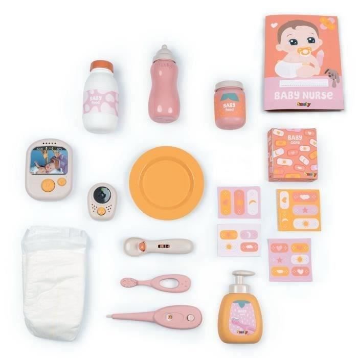 SMOBY - Baby Nurse - Nurserie Cocoon pour poupons - Nombreux Accessoires et Fonctions de Jeux - Matiere recyclée - Des 3 Ans