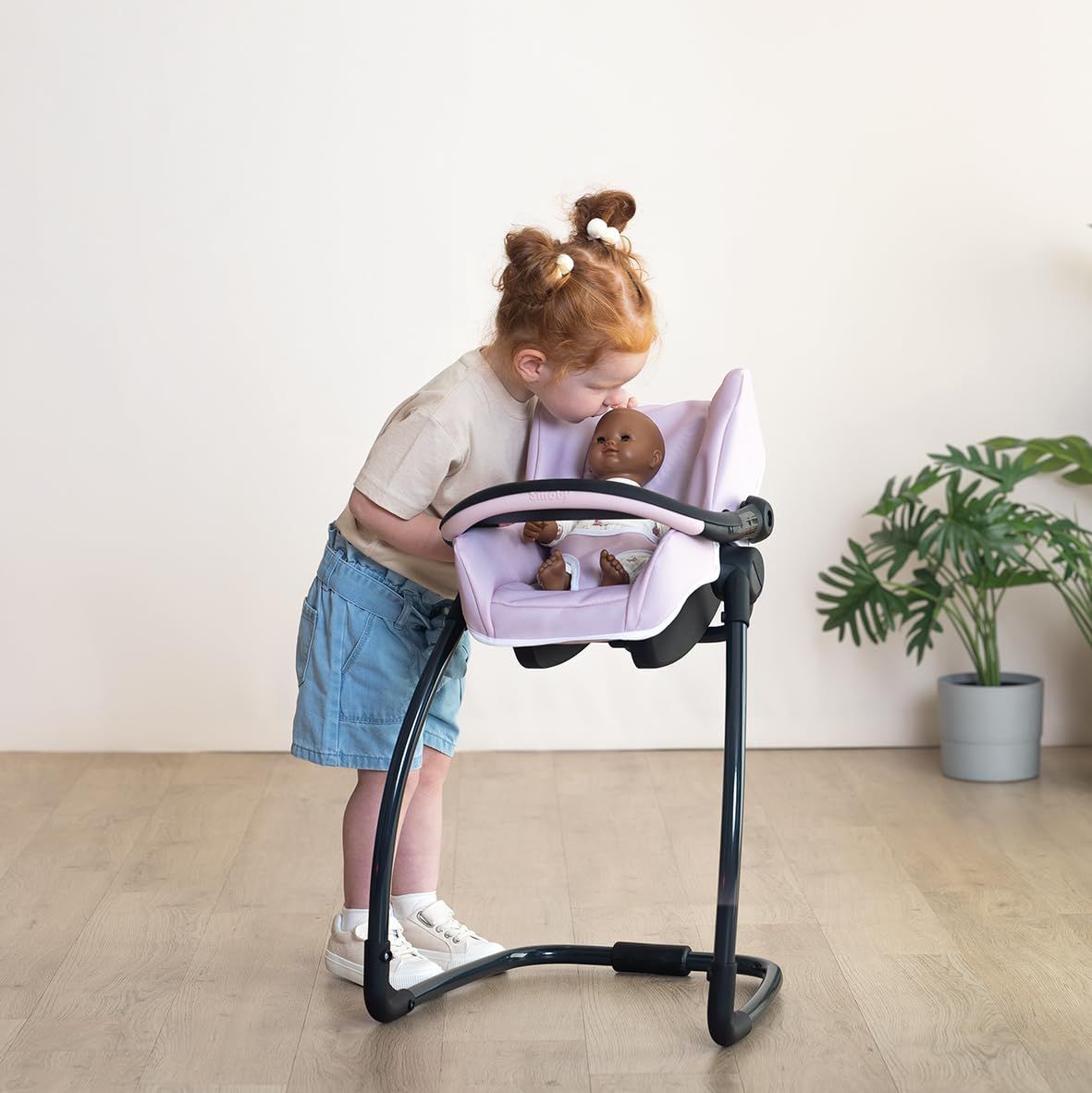 SMOBY - Maxi cosi - Siege + Chaise haute rose  -3 en 1 - Pour poupon - Des 3 ans