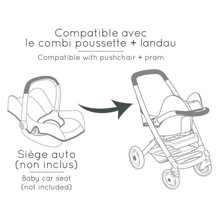 SMOBY - Maxi-Cosi Poussette+Landau Rose - Pour Poupon - 3en1 - des 3 ans
