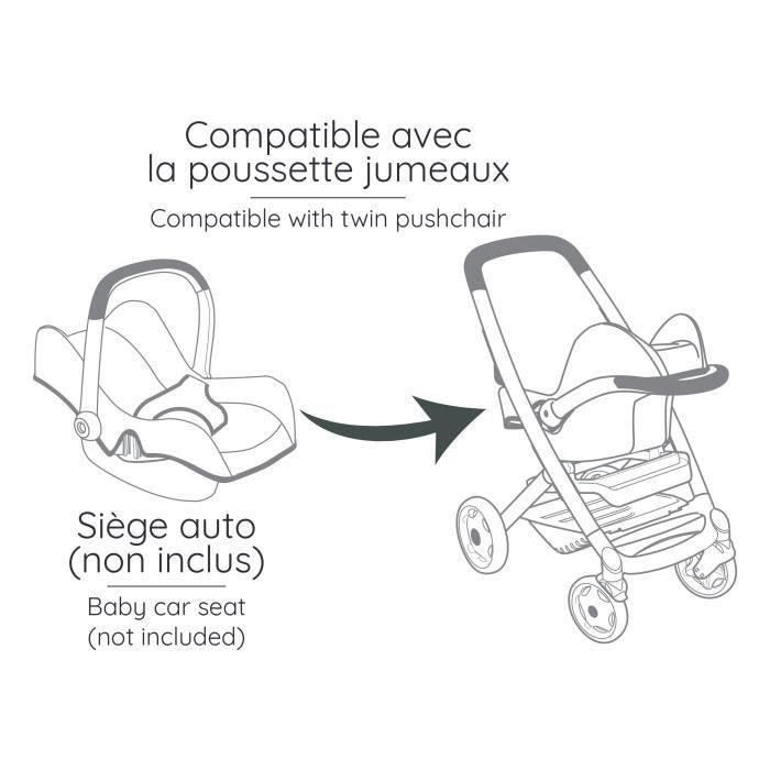 SMOBY - Maxi-Cosi Poussette Jumeaux Rose - des 3 ans