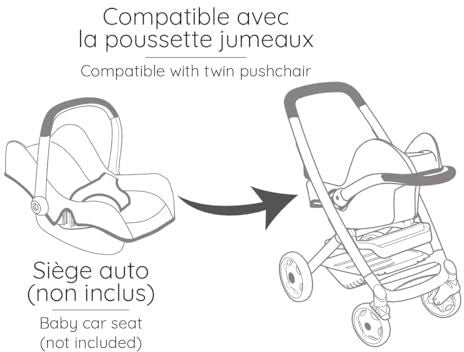 SMOBY - Maxi cosi - Poussette Jumeaux beige  - Pour poupon - Des 3 ans