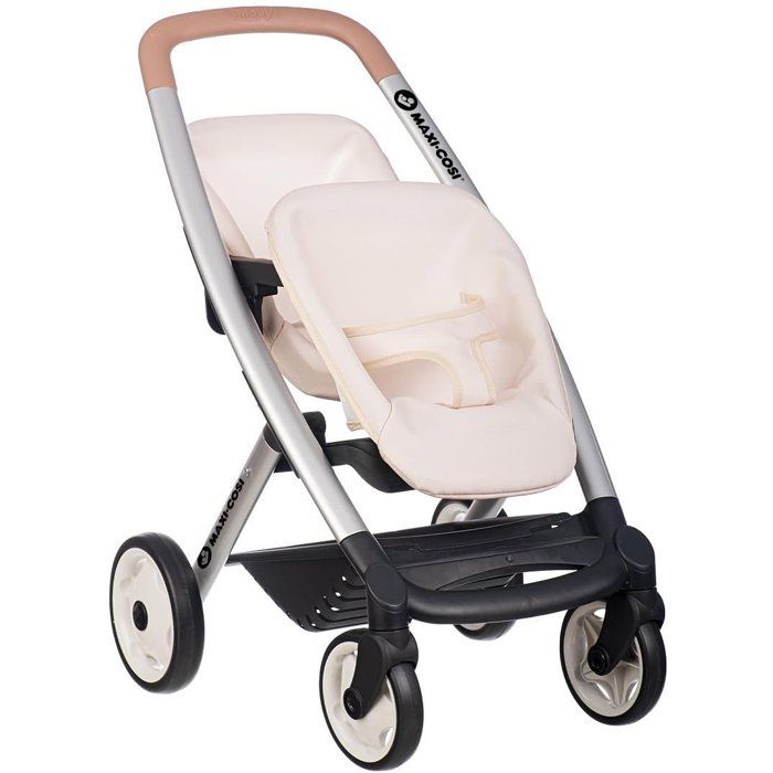 SMOBY - Maxi cosi - Poussette Jumeaux beige  - Pour poupon - Des 3 ans