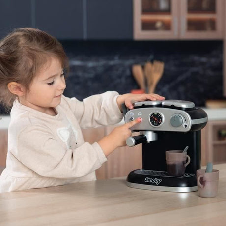 SMOBY - Machine Expresso - Jouet d'Imitation Réaliste - Sons et Effets Lumineux - 6 Accessoires - Développer la Créativité