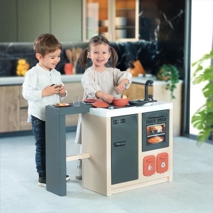 SMOBY - Cuisine Ilot - Design Moderne - Surface de jeu 360° -  Fonctions Traditionnelles - 23 Accessoires - des 3 ans