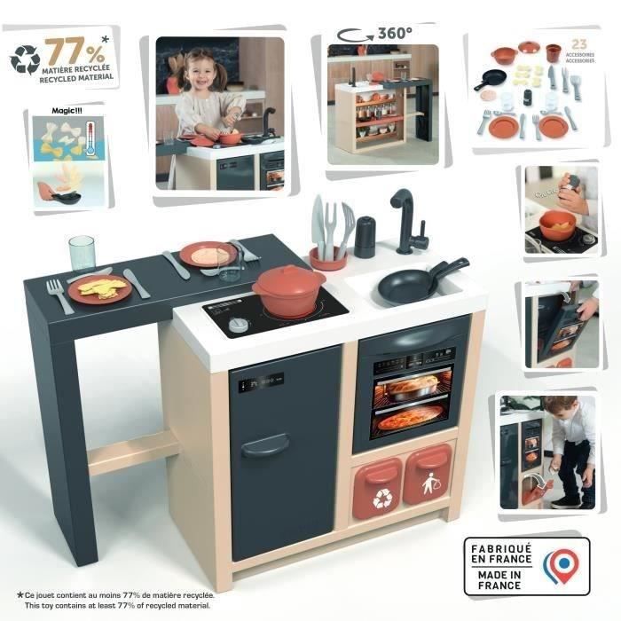 SMOBY - Cuisine Ilot - Design Moderne - Surface de jeu 360° -  Fonctions Traditionnelles - 23 Accessoires - des 3 ans