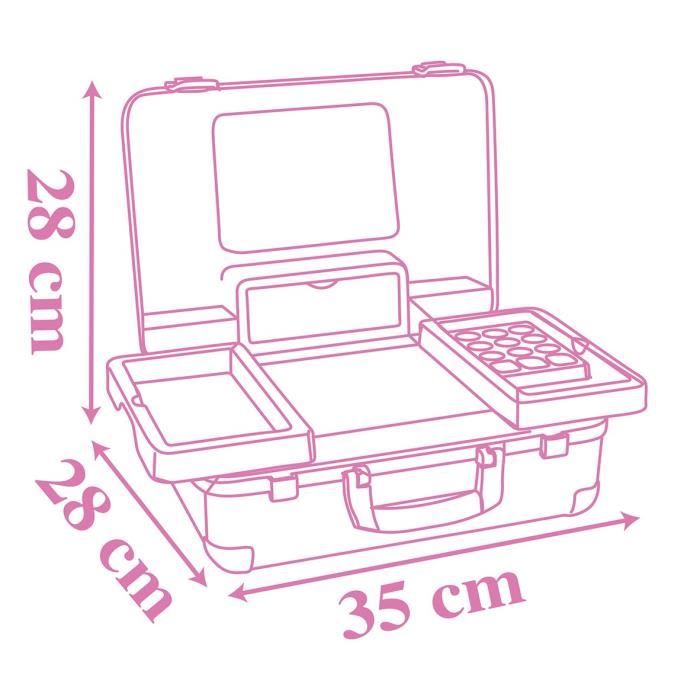 Smoby - Disney Princesse - Valise beauté  facile a transporter - 13 accessoires inclus : coiffure, onglerie, maquillage - Fabricatio