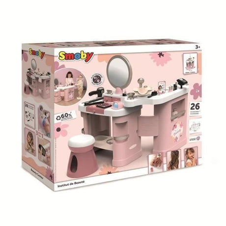 SMOBY -  My Beauty Center - Institut de Beauté 3 en 1 - Coiffure, Onglerie, Maquillage Factice - 26 Accessoires - Des 3 ans