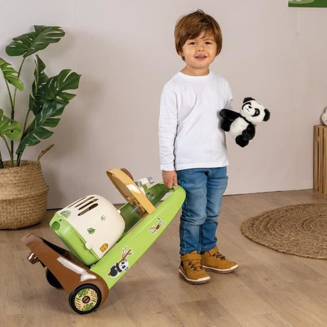 Smoby - Chariot Vétérinaire  de Zoo - Peluche Panda - Nombreux accessoires inclus - Produit 2 en 1 : Cage de transport - Fabrication