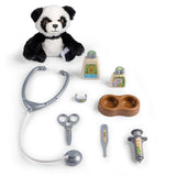 Smoby - Chariot Vétérinaire  de Zoo - Peluche Panda - Nombreux accessoires inclus - Produit 2 en 1 : Cage de transport - Fabrication