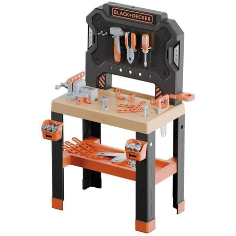 SMOBY - Black+Decker - Etabli Bricolo - Jouet d'Imitation - 78 Accessoires - 7 Outils - Zones de Rangement - Matiere Recyclée - 3ans