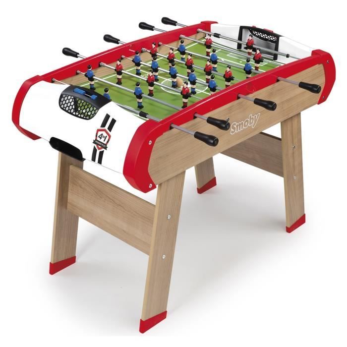 Smoby - Babyfoot Powerplay 4 en 1 - Babyfoot, billard, palet et ping pong - 120x90x86 - Des 8ans