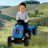 Tracteur a pédales Farmer XL + Remorque - Bleu - SMOBY - Siege ajustable - Capot ouvrant - Klaxon - 90% plastique recyclé
