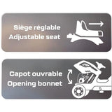 Tracteur a pédales Farmer XL + Remorque - SMOBY - Noir - 90% Plastique recyclé- Siege ajustable - Capot ouvrant - Volant avec