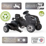 Tracteur a pédales Farmer XL + Remorque - SMOBY - Noir - 90% Plastique recyclé- Siege ajustable - Capot ouvrant - Volant avec