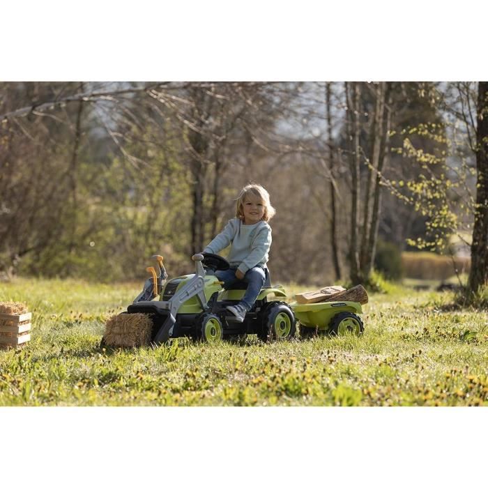 Tracteur a pÈdales Farmer Max + Remorque + Pelle - SMOBY - Vert - Enfant - 3 ans et plus