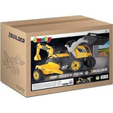 Tracteur a pédales Builder Max + Remorque + Pelleteuse + Pelle - Smoby - Jaune