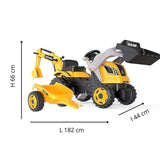 Tracteur a pÈdales Builder Max + Remorque + Pelleteuse + Pelle - Smoby - Jaune