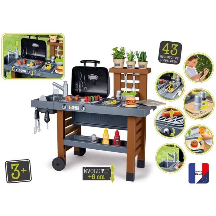 Cuisine d'Extérieur Évolutive Smoby - Grill et Plancha - 40 Accessoires