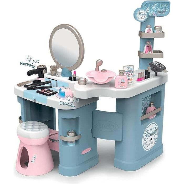 SMOBY - My Beauty Center - Coiffeuse et Institut de Beauté pour enfant - 32 accessoires réalistes avec fonctions sonores et lumieres