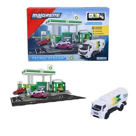 Station-Service + 1 Véhicule - MAJORETTE - Station lavage, pompes, boutique - Voiture métal incluse - Des 3 ans