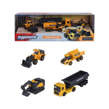 Coffret Cadeau 5 Engins Construction - MAJORETTE - Liebherr et Volvo sous licence - Parties mobiles - Échelle 1/64 - Des 3 ans
