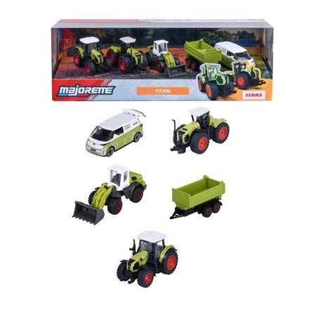Coffret Cadeau 5 Véhicules Ferme - MAJORETTE - Tracteurs et engins agricoles - Suspensions - Échelle 1/64 - Des 3 ans
