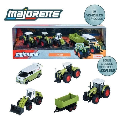 Coffret Cadeau 5 Véhicules Ferme - MAJORETTE - Tracteurs et engins agricoles - Suspensions - Échelle 1/64 - Des 3 ans