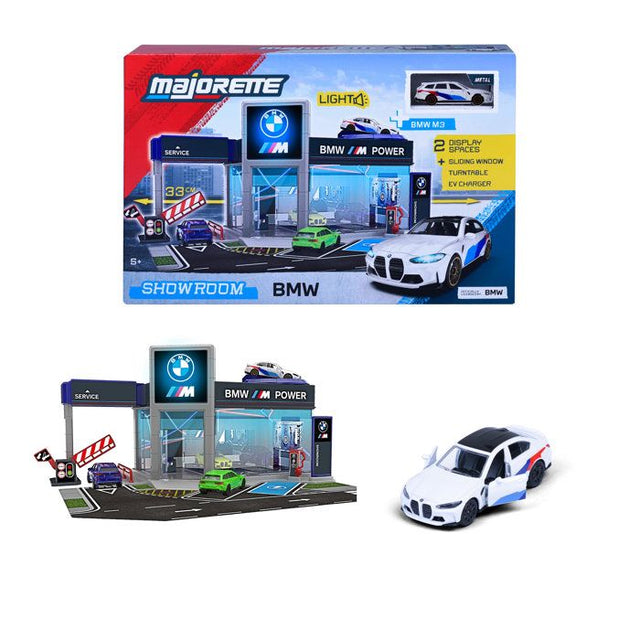 Diorama BMW + 1 Véhicule - MAJORETTE - Présentoir collector - Voiture métal incluse - Échelle 1/64 - Des 3 ans