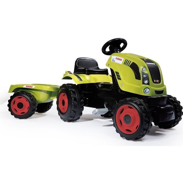 Tracteur a pédales Farmer XL + Remorque - SMOBY - CLAAS - Siege ajustable - Capot ouvrant - Vert