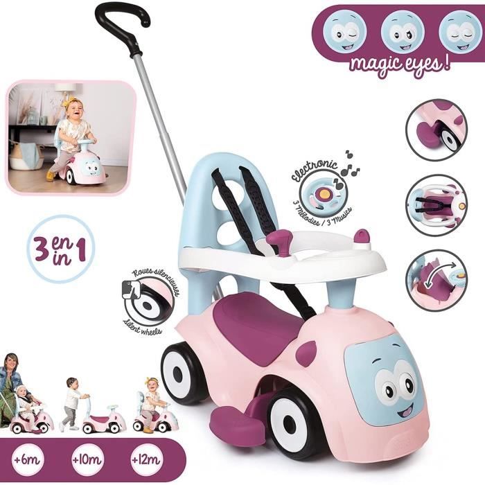 Smoby - Porteur Maestro Balade Rose - Pour Enfant Des 6 Mois - Evolutif - Roues Silencieuses - Klaxon