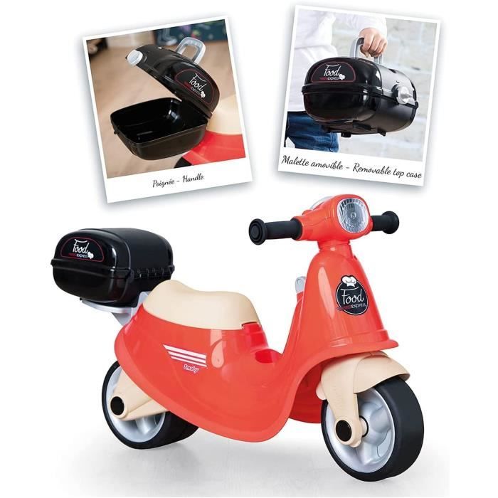 Porteur Scooter Food Express - Smoby - Roues Silencieuses - Porte-Bagage - Mallette Amovible