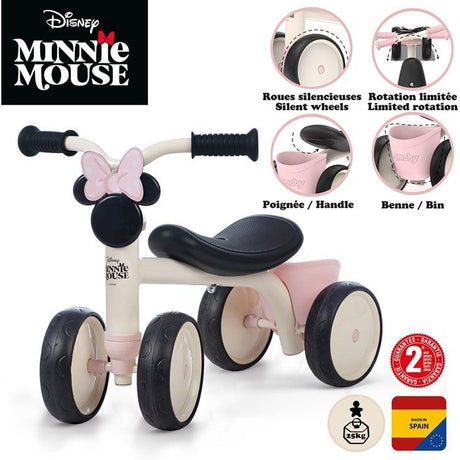 SMOBY - Minnie Porteur Rookie - Roues silencieuses - Petit Coffre a Jouets - Facilement Transportable - A Partir de 12 Mois