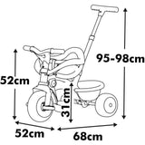 SMOBY - Tricycle Be Fun Confort - Evolutif 3 en 1 - Poignée Parentale Réglable sur 3 Hauteurs - Siege Réglable - Des 10 mois