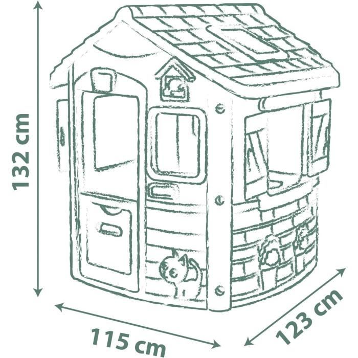 SMOBY Life - Maison Jura Lodge - Portillons a l'avant et a l'arriere - Mangeoire a oiseaux - Anti-UV - Matiere Recyclée - Des 2 ans