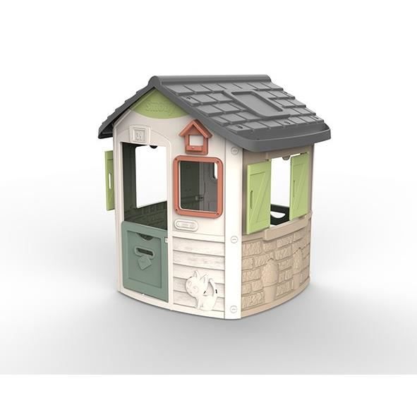 SMOBY Life - Maison Jura Lodge - Portillons a l'avant et a l'arriere - Mangeoire a oiseaux - Anti-UV - Matiere Recyclée - Des 2 ans