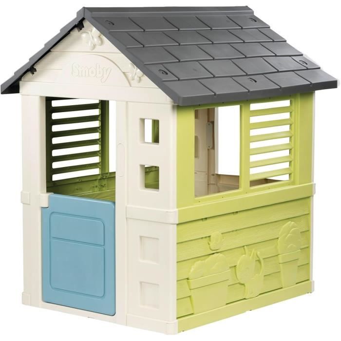 Smoby Life - Jolie Maison - Design Moderne - Portillon, Fenetres avec Persiennes - Matiere Recyclée - Des 2 ans