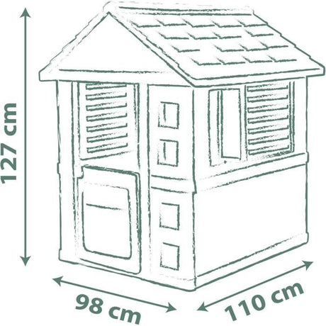 Smoby Life - Jolie Maison - Design Moderne - Portillon, Fenetres avec Persiennes - Matiere Recyclée - Des 2 ans
